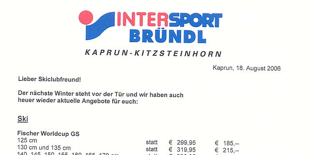 Materialeinkauf Bründl (Ski)