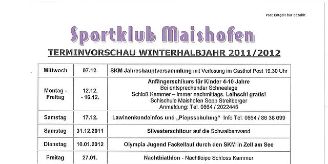 Winterveranstaltungen 2011-2012