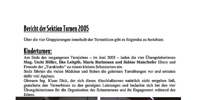 Jahresrückblick Turnen 2005